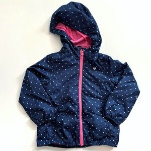 Carter's Navy Polka Dot Raincoat with Pink Lining & Zipper